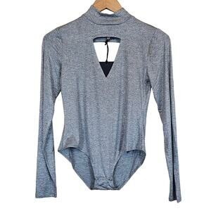 Chaser Glitter Jersey Mock Turtleneck Long Sleeve Cutout‎ Bodysuit Womens Medium